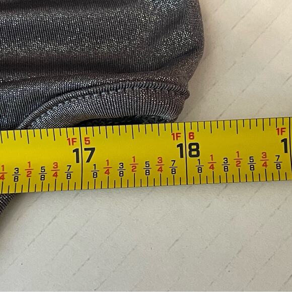 Carrie Allen Metallic Silver Mock Turtleneck Maximalist Party Top NWOT Size L - Picture 10 of 11